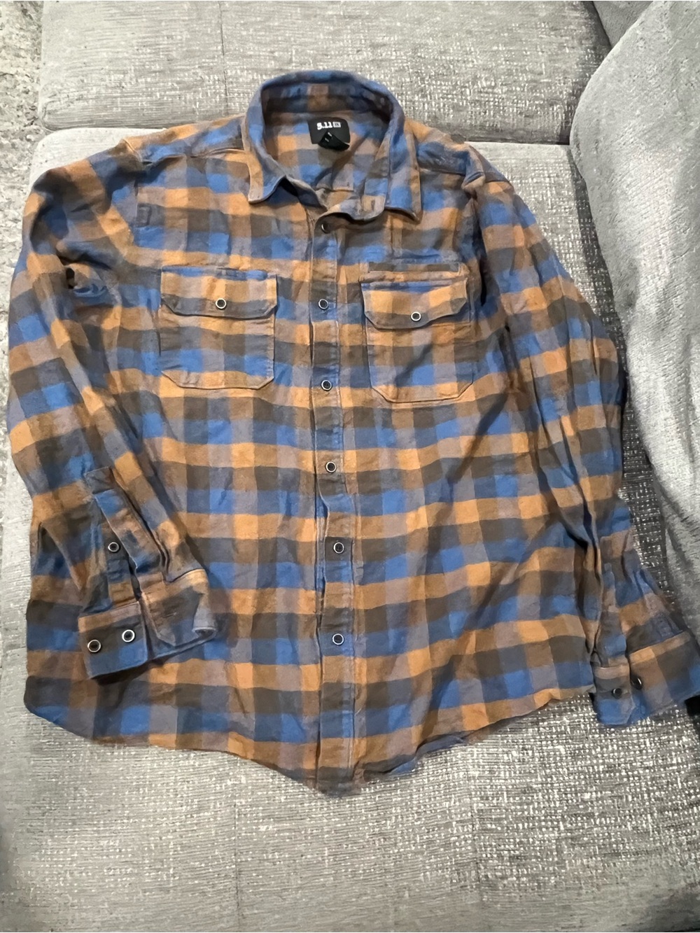 5.11 Tactical Lester Long Sleeve Shirt Cobalt Blue Plaid colorway.